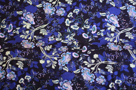 Viscose imprimé fleurs bleu