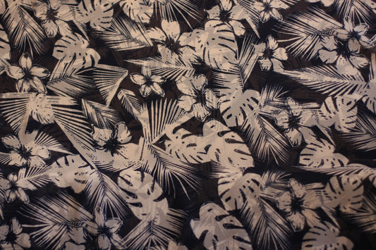 Polyester voilage imprimé fleurs bleu blanc