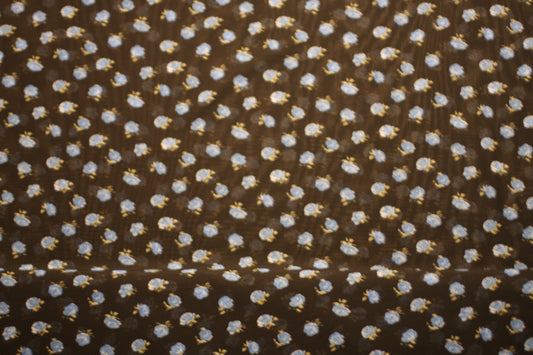 Polyester voilage imprimé fleurs bleu noir