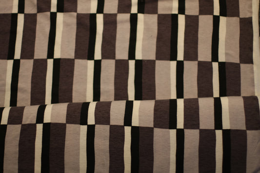 Polyester élasthanne imprimé carreaux blanc noir gris