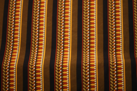 Viscose imprimé Afrique rayures brun vert jaune