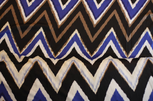 Polyester satin imprimé noir bleu brun blanc