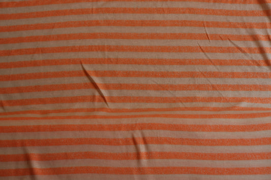 Polyester élasthanne imprimé rayures orange blanc