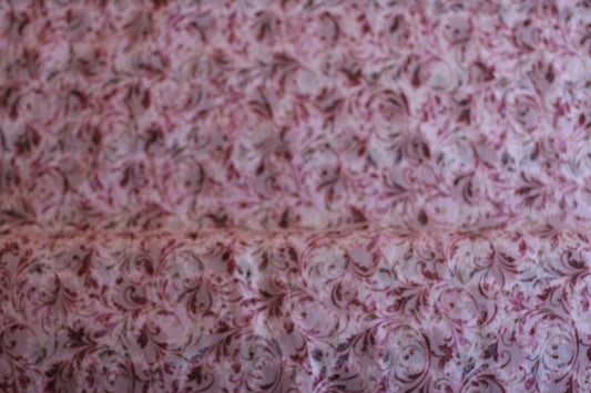 Polyester coton imprimé fleurs rose blanc