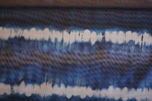 Polyester élasthanne tulle imprimé rayures bleu blanc