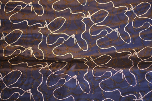 Polyester satin imprimé bleu blanc