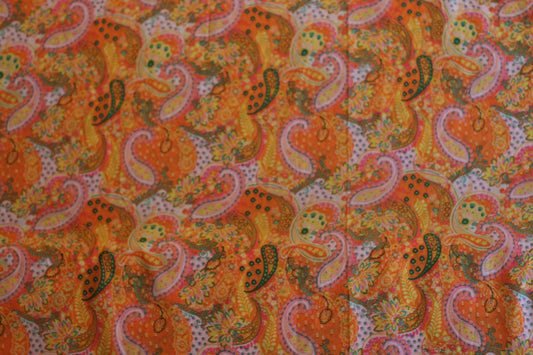 Viscose imprimé cachemire fleurs orange