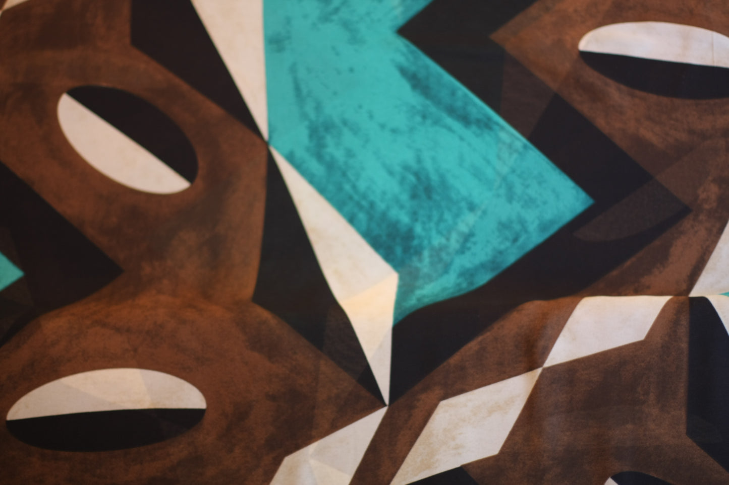 Polyester voilage imprimé vert noir blanc brun