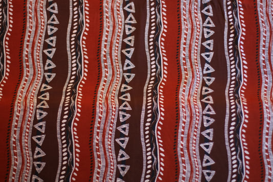 Polyester coton imprimé Afrique brun blanc noir