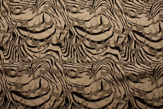 Polyester satin imprimé Afrique tigré léopard zèbres blanc noir