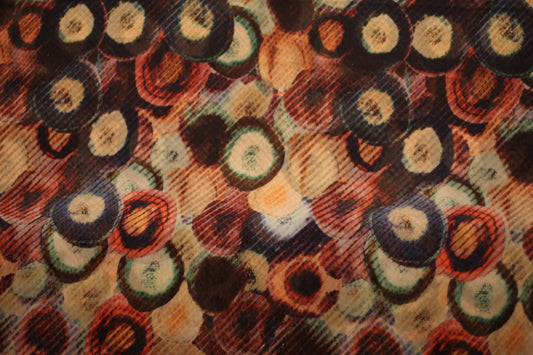 Polyester voilage imprimé rayure jaune rouge noir