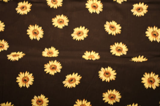 Viscose imprimé fleurs noir jaune