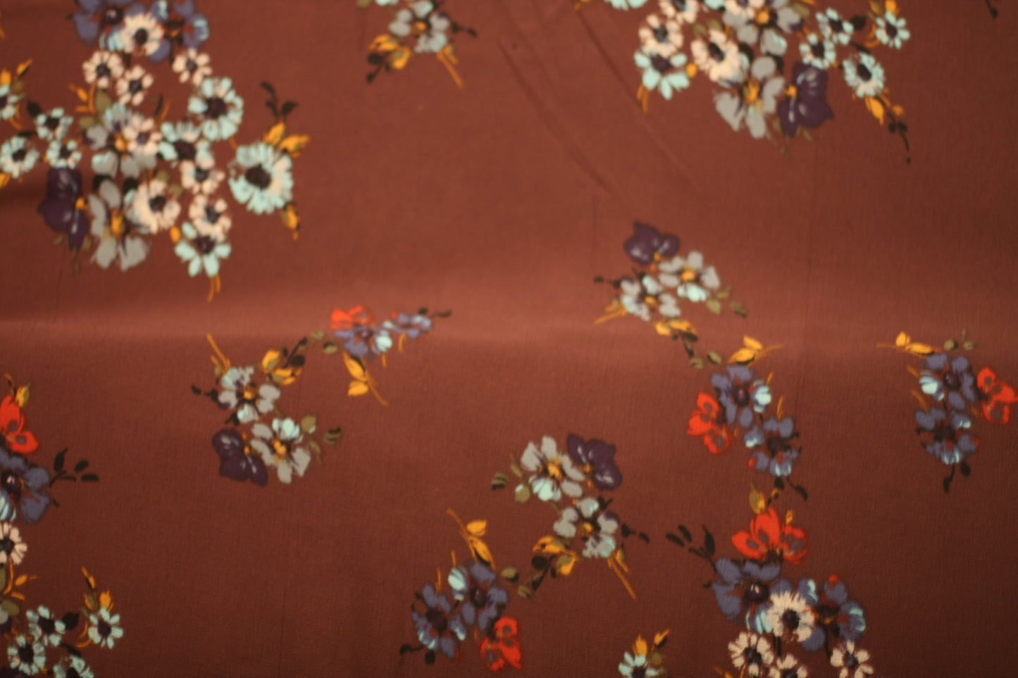 Polyester voilage imprimé fleurs brun blanc