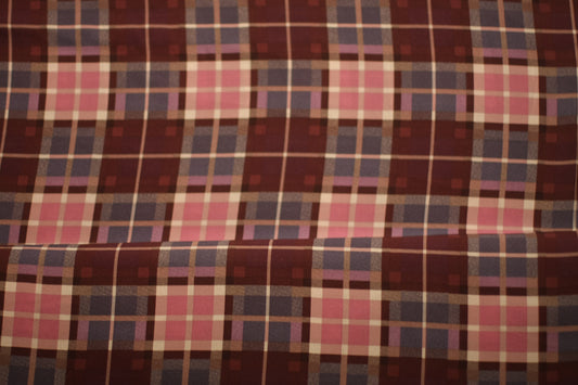 Polyester imprimé carreaux rose rouge bleu