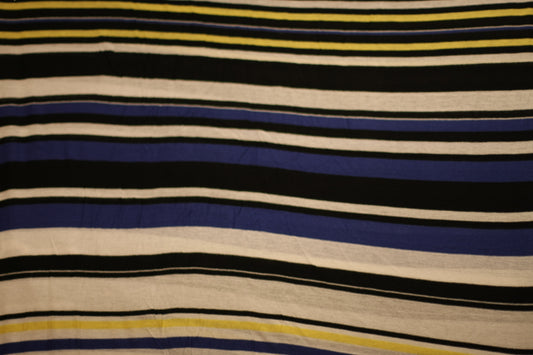 Polyester élasthanne imprimé rayures blanc bleu noir jaune