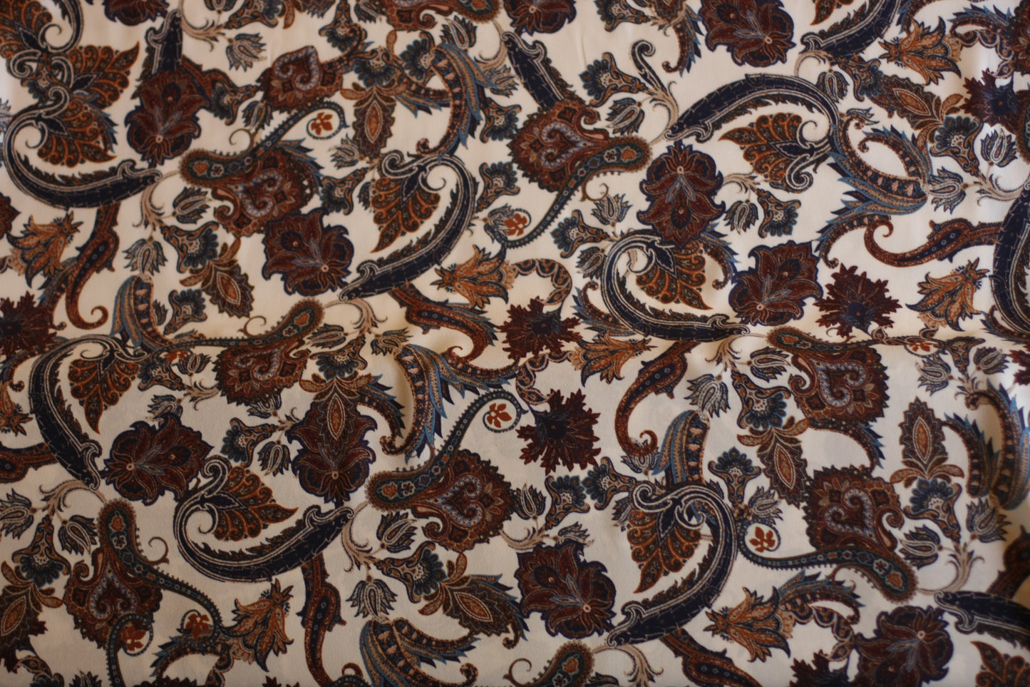 Polyester imprimé cachemire blanc brun