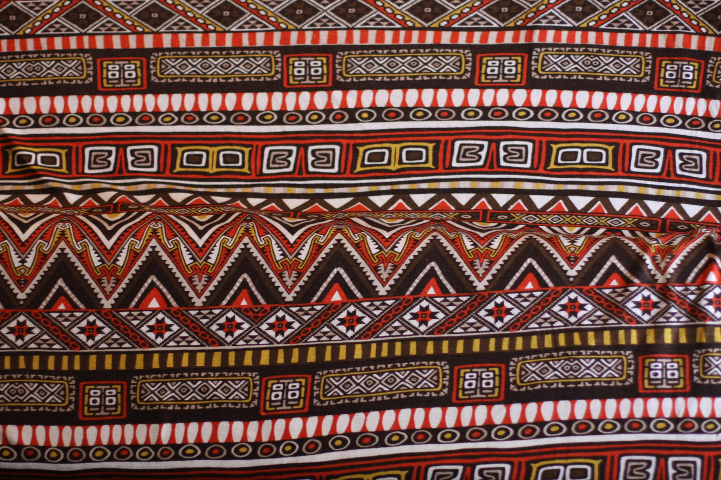 Polyester élasthanne imprimé rayures Afrique rouge brun