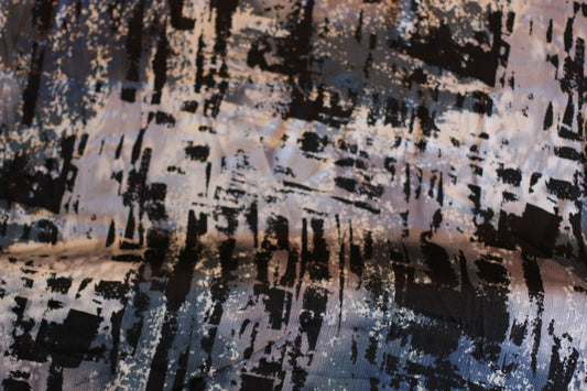 Polyester satin imprimé crêpe noir bleu