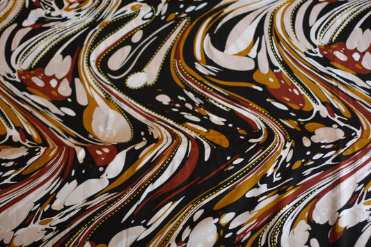 Viscose imprimé blanc noir brun