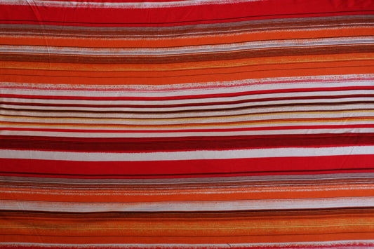 Viscose élasthanne imprimé rayures blanc rouge orange