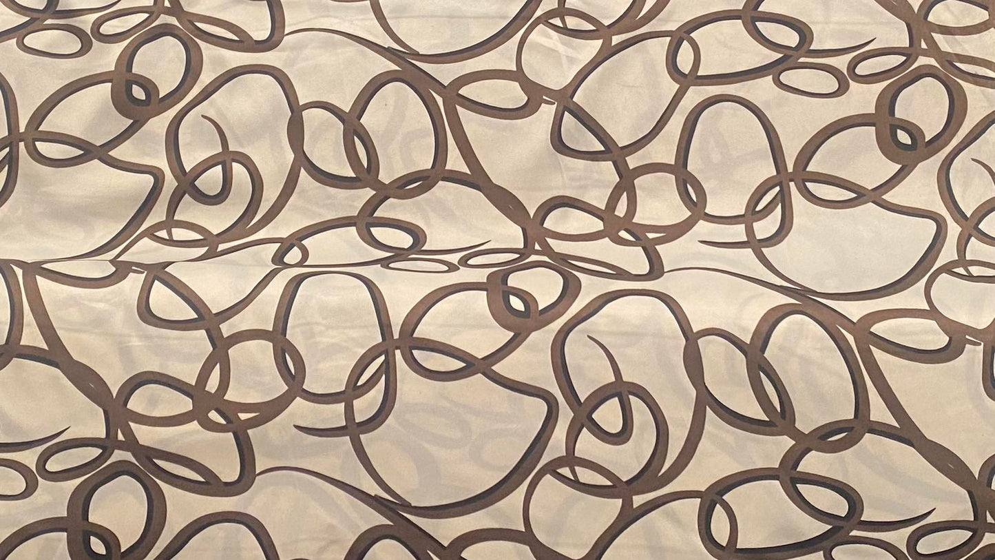 Polyester satin imprimé blanc brun