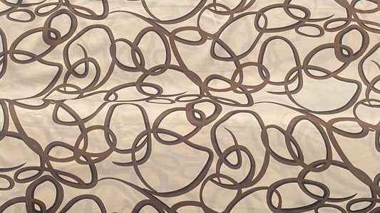 Polyester satin imprimé blanc brun