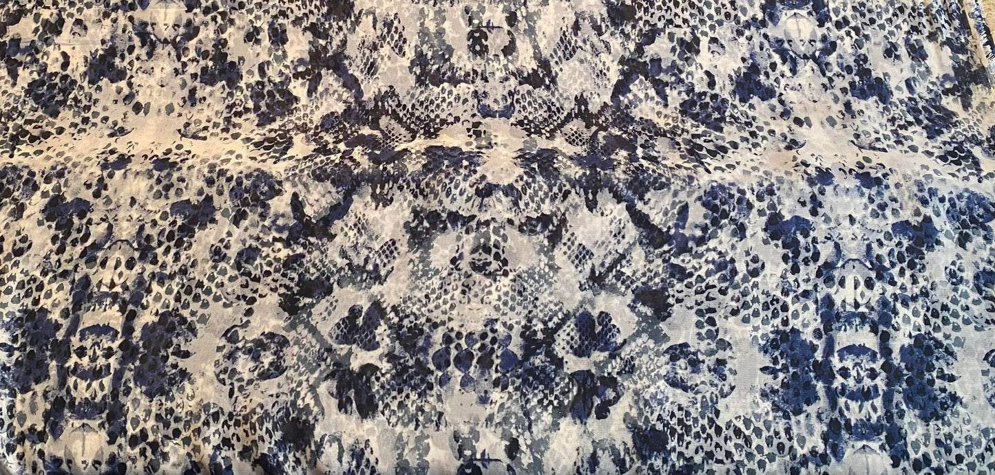 Polyester voilage imprimé serpent bleu blanc
