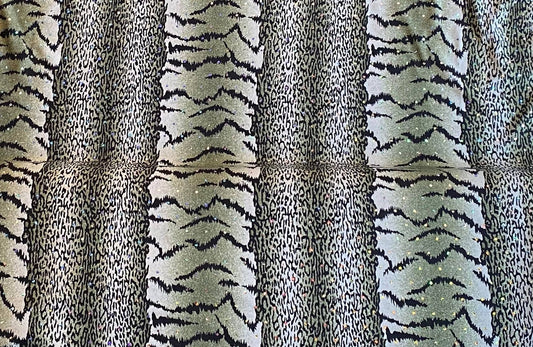 Polyester élasthanne imprimé strass tigré léopard vert noir