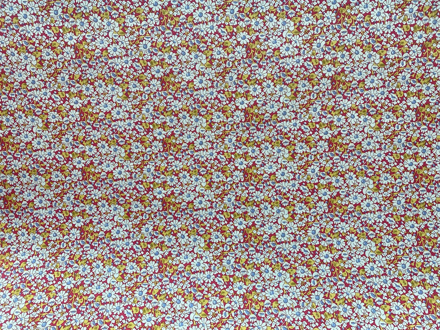 Coton imprimé fleurs rouge blanc jaune