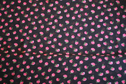 Polyester voilage imprimé fleurs rose noir