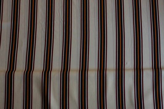 Polyester voilage  imprimé rayures blanc bleu orange rouge